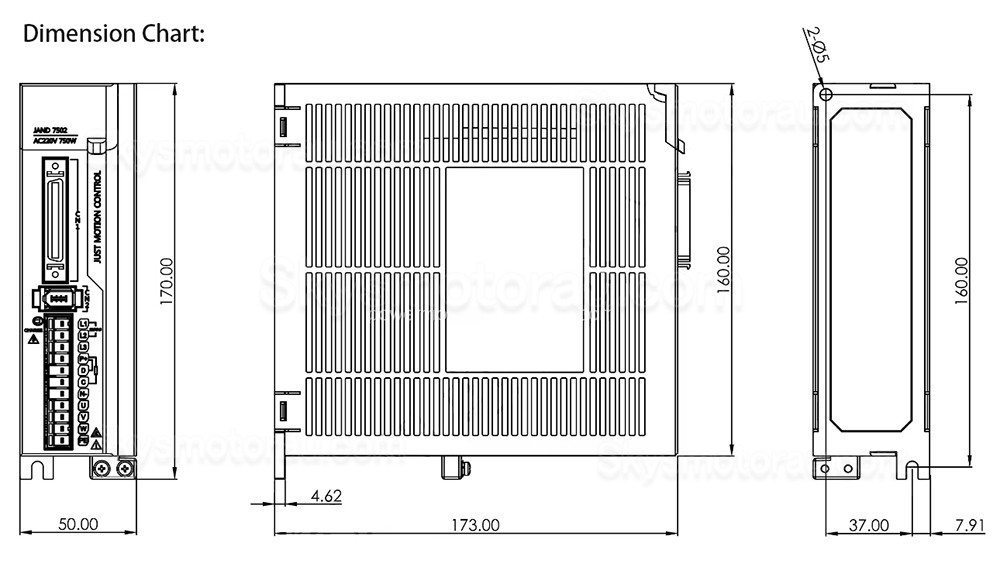 180V-240V 1.0kW AC Servo Motor Driver JAND10002-20B 7.6A Single Phase Built-in Braking Resistor